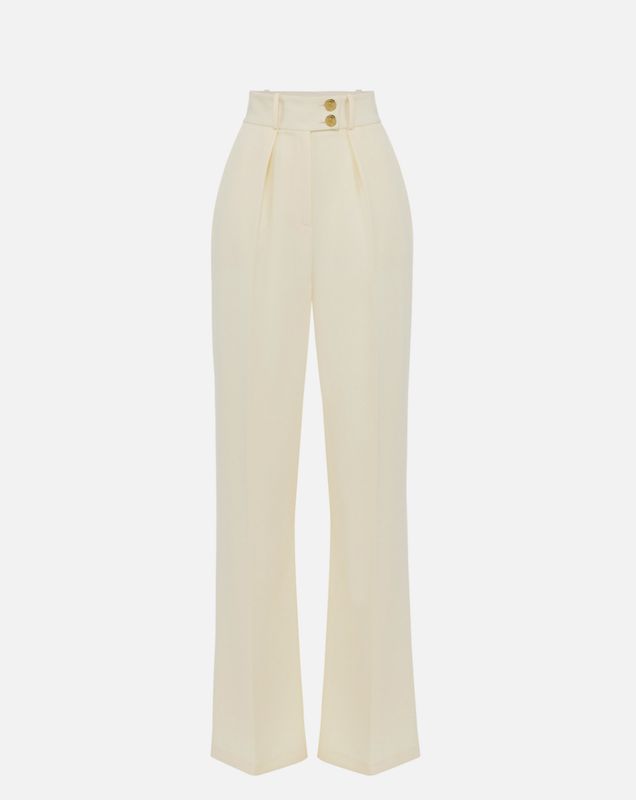 Pantaloni in crêpe fluido con bottoni dorati