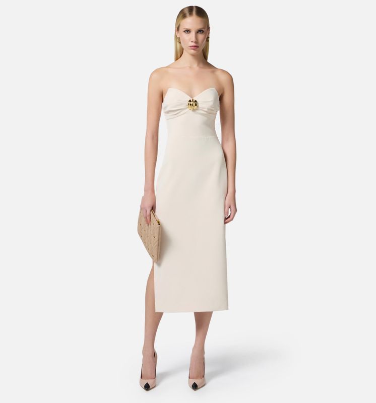 Tubino in crêpe fluido con macro fiocco