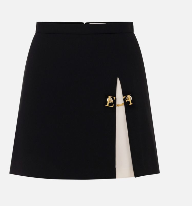 Minigonna in crêpe bicolore