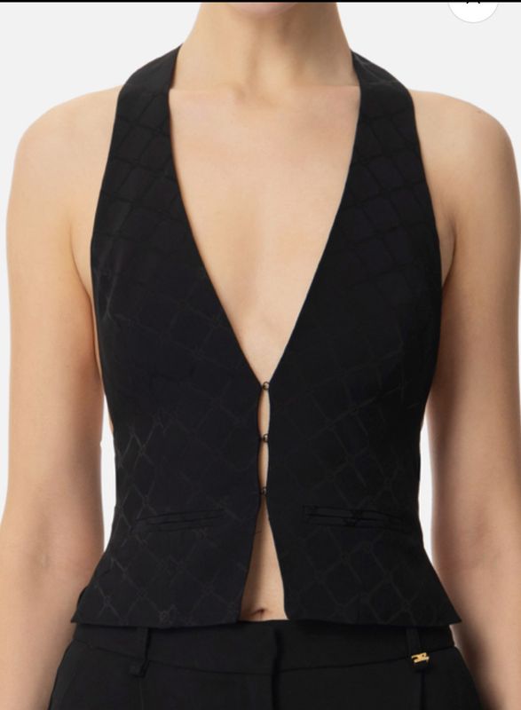 Gilet in satin con losanga jacquard