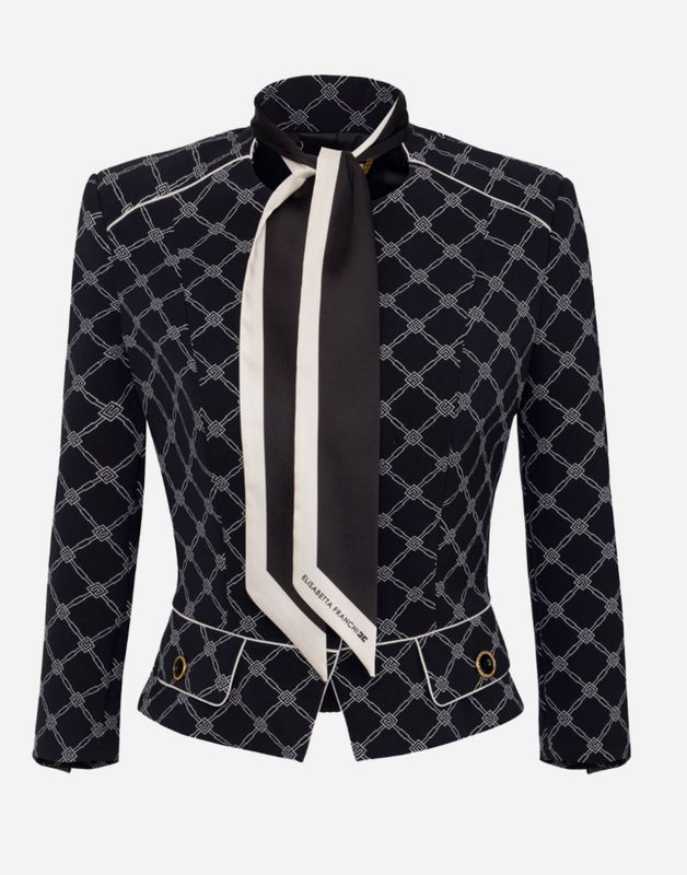 Giacca in crepe stretch stampato con foulard removibile