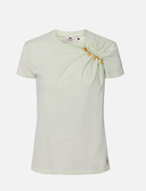 T-shirt in jersey con spilla gioiello