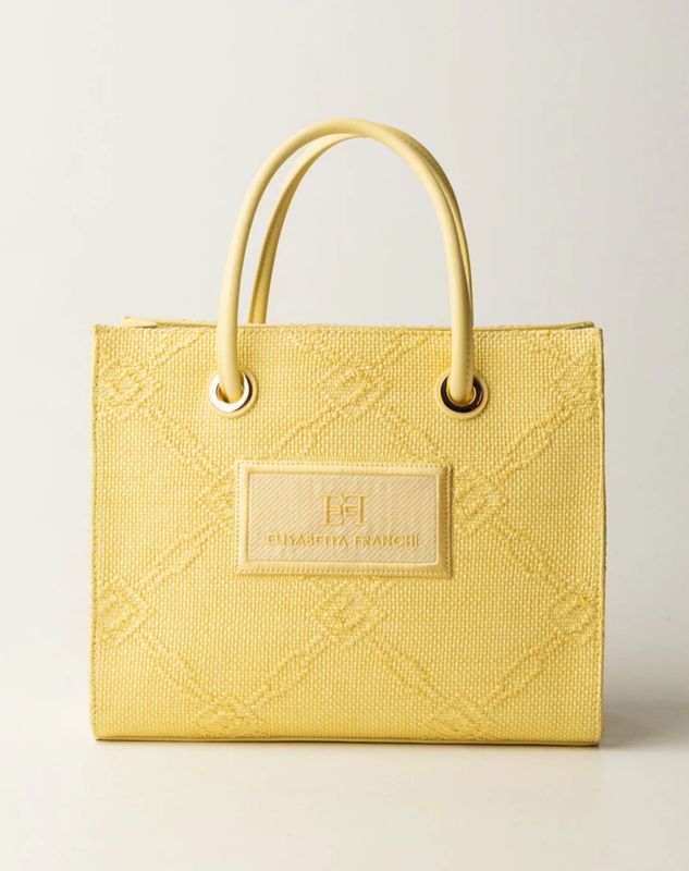 Tote piccola in rafia jacquard