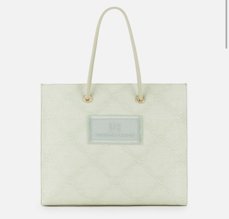 Tote grande in rafia jacquard