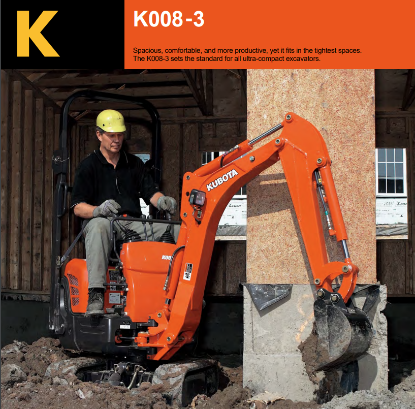 KUBOTA EXCAVATOR - ULTRA COMPACT K 008-3