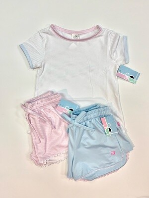 White w/Pink & blue gingham trim shirt