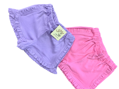 Pink ruffle trim shorts 