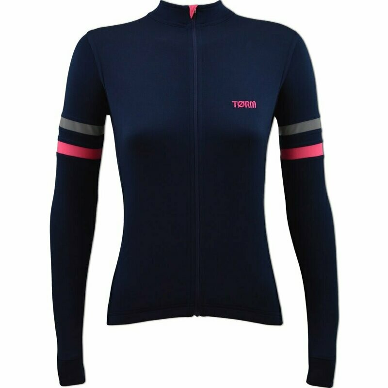 Womens Merino LS Reflective Jersey - Deep Navy - XS