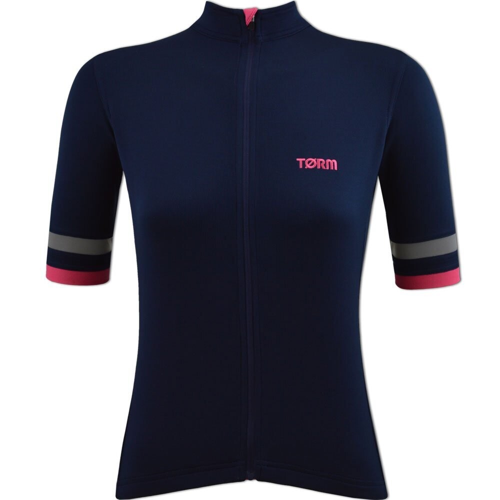 Womens Merino SS Reflective Jersey - Navy - Small