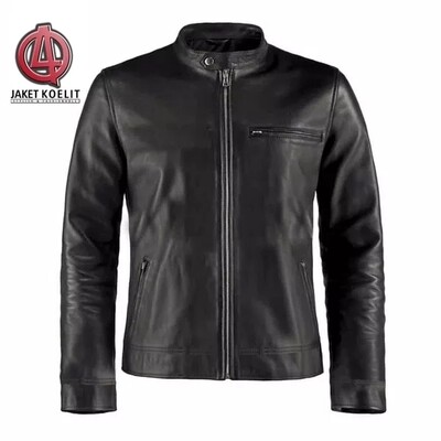 Jaket kulit pu sintetis casual