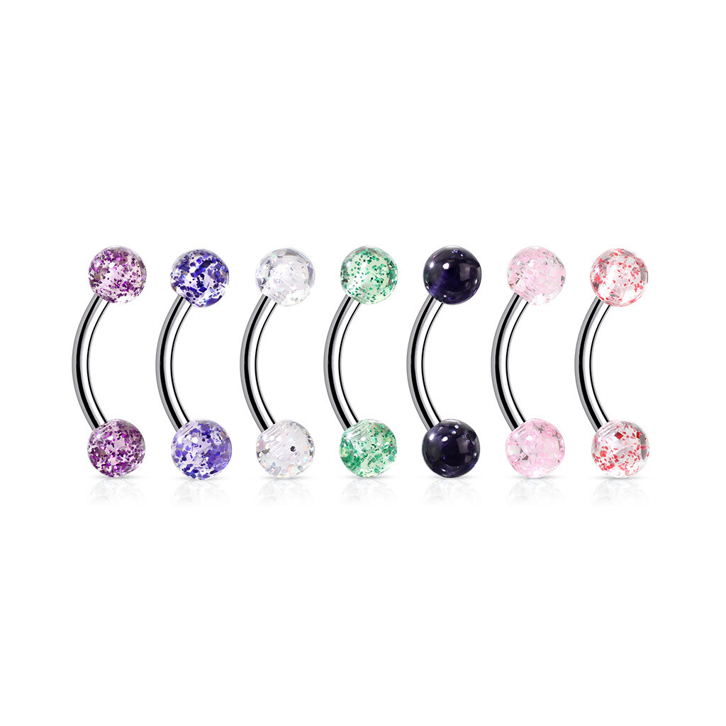 6PK GLITTERBALL EYE CURVE 16G 5/16&quot;