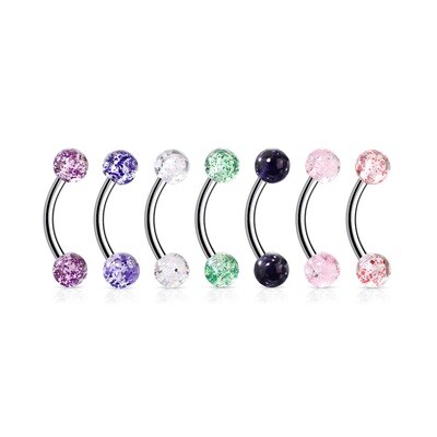 6PK GLITTERBALL EYE CURVE 16G 5/16&quot;