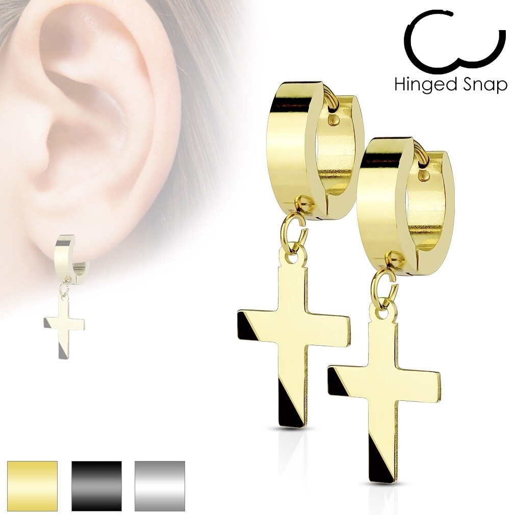 CROSS DANGLE HINGE HOOP