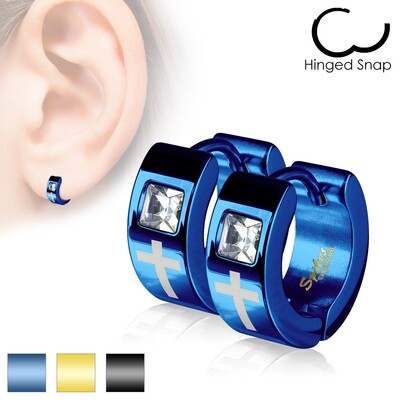 CZ CROSS HINGE EARRINGS