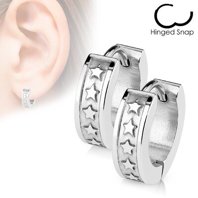 STEEL STARS HINGE EARRINGS