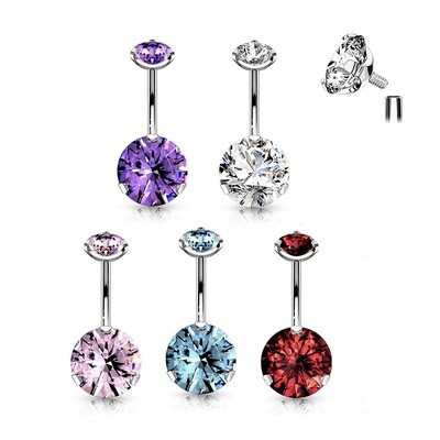 INT ROUND PRONG CZ NAVEL