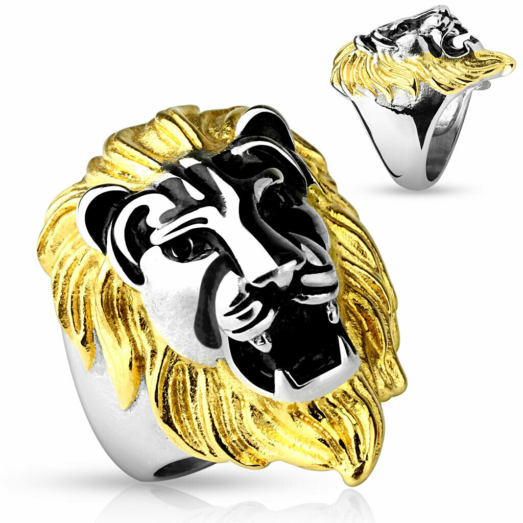 316L GOLD MANE LION RING