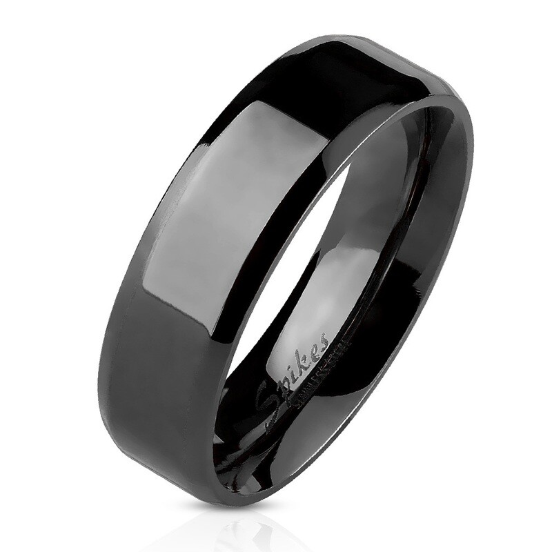 316L BLACK BEVELED RING