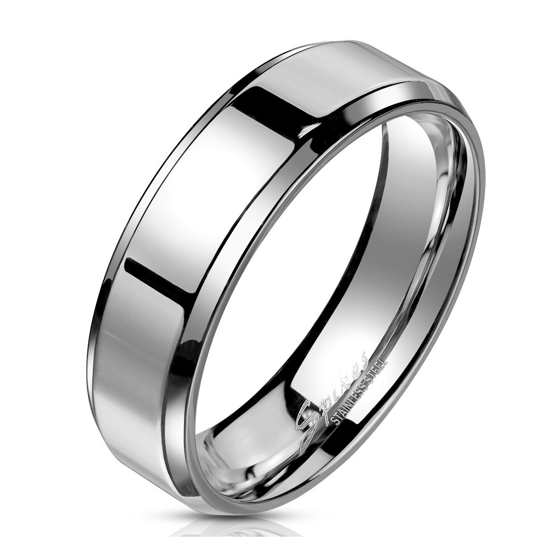316L SILVER BEVELED RING