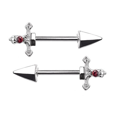14G 9/16&quot; RED GEM DAGGER BARS