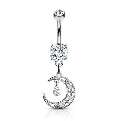CZ CRESCENT DROP NAVEL 