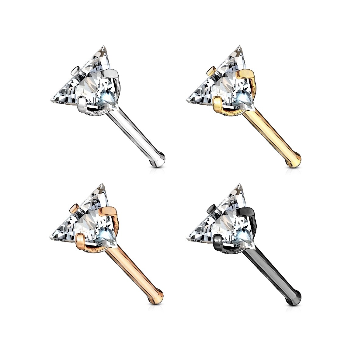 4PK TRIANGLE CZ METAL BONES 20G 316L