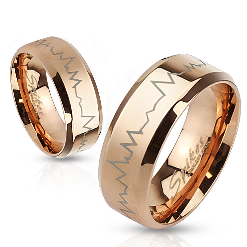 316L ROSE GOLD HEARTBEAT RING