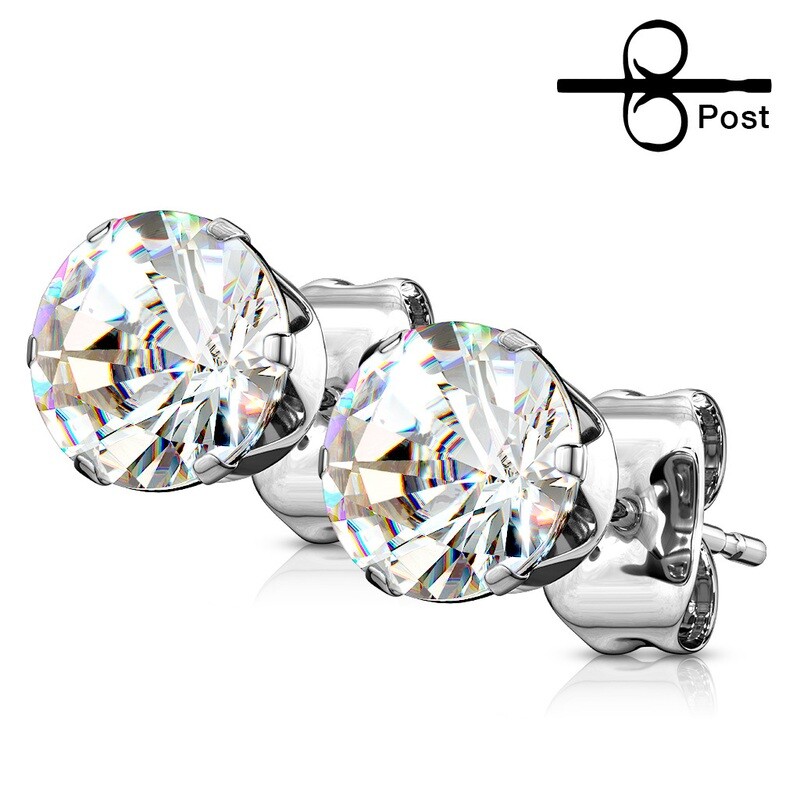CLEAR ROUND CZ EARRINGS