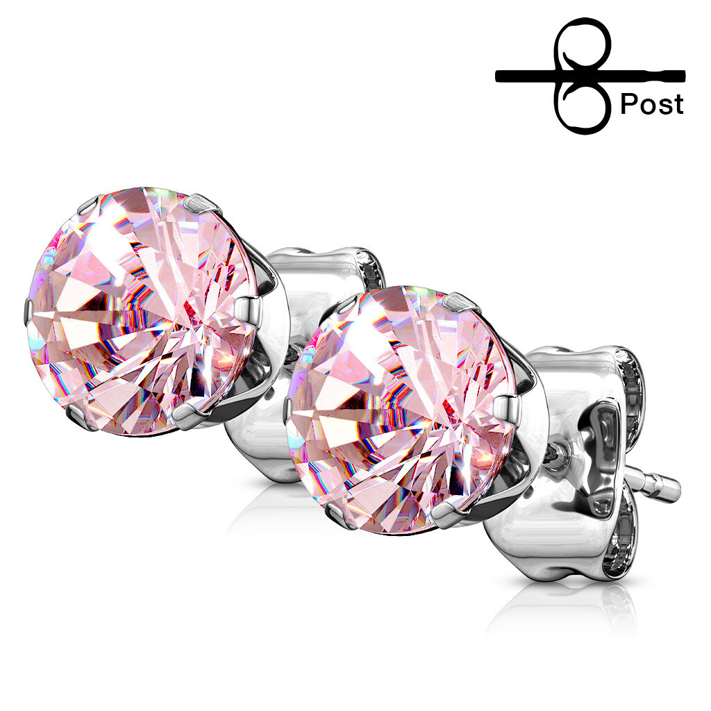 PINK ROUND CZ EARRINGS