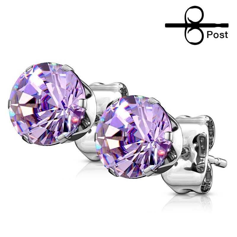 PURPLE ROUND CZ EARRINGS