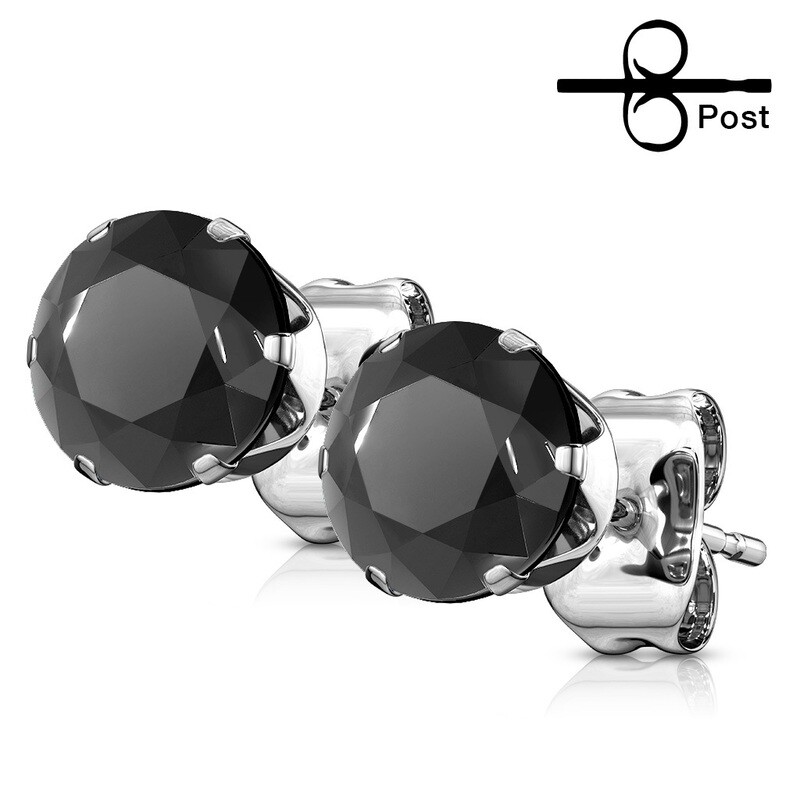 BLACK ROUND CZ EARRINGS