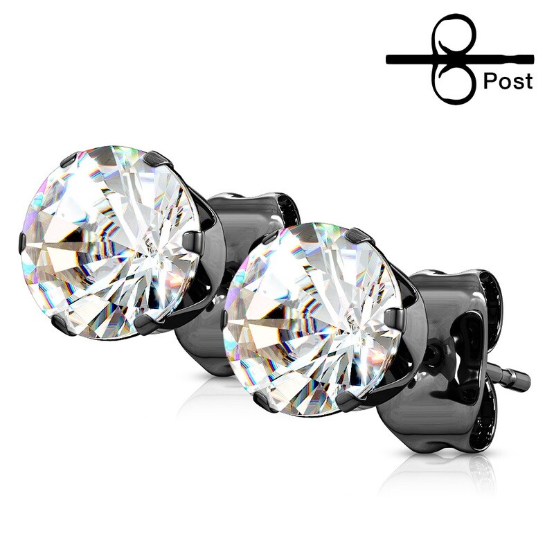 CL ROUND CZ BLACK EARRINGS