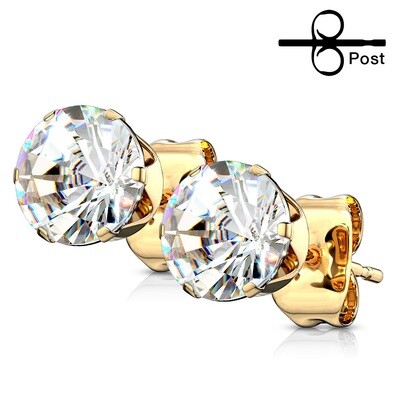 CL ROUND CZ GOLD EARRINGS