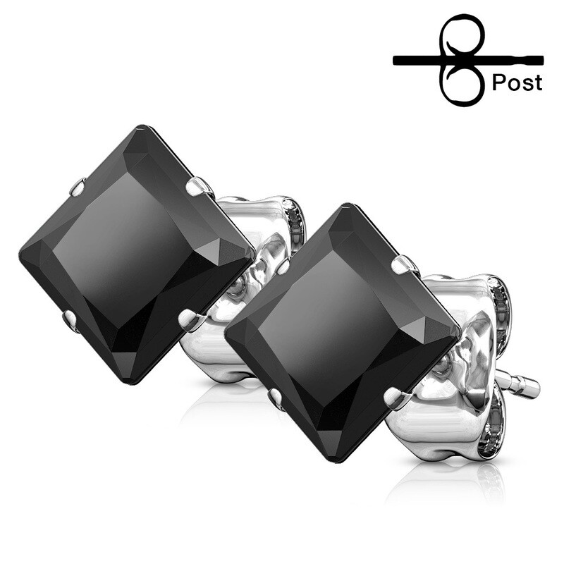 BLACK SQUARE CZ EARRINGS