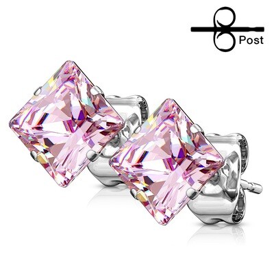 PINK SQUARE CZ EARRINGS
