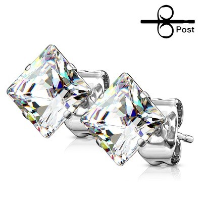 CLEAR SQUARE CZ EARRINGS