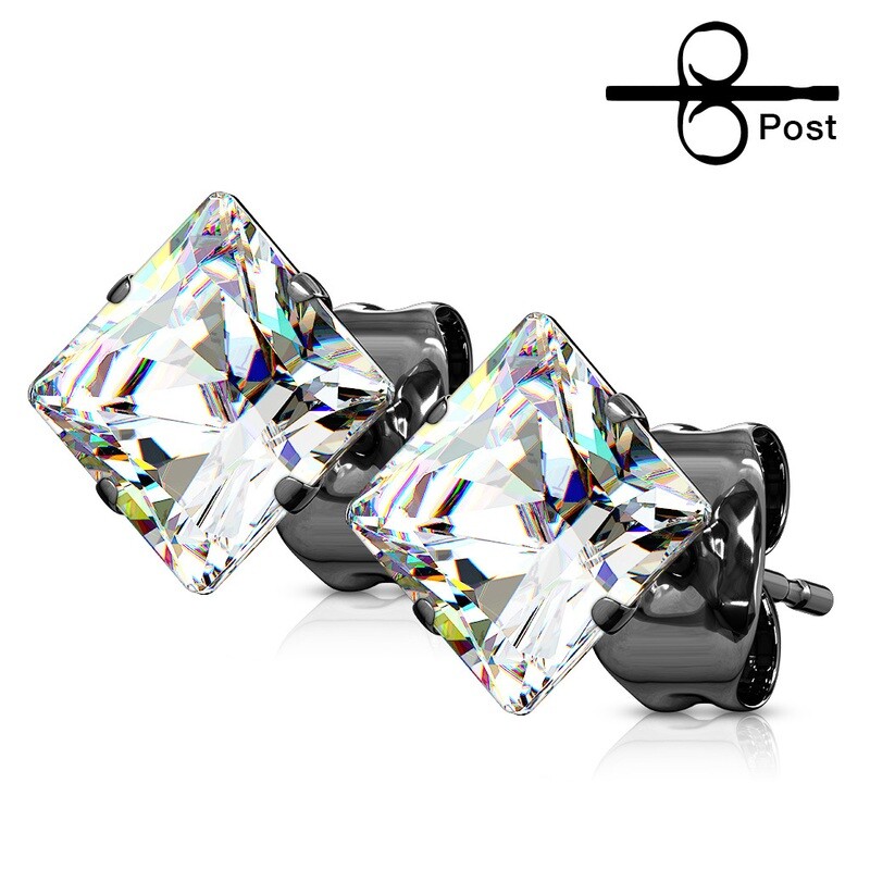 CL SQUARE CZ BLACK EARRINGS