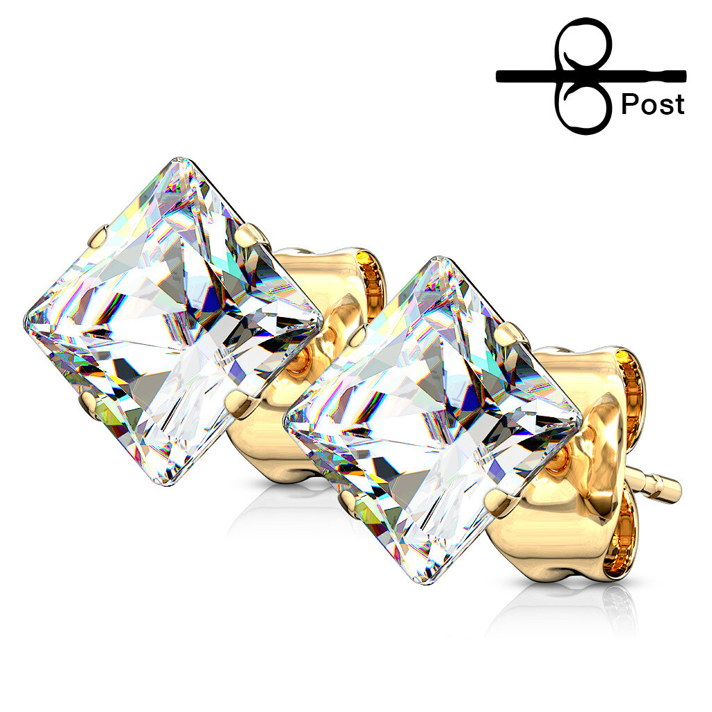 CL SQUARE CZ GOLD EARRINGS