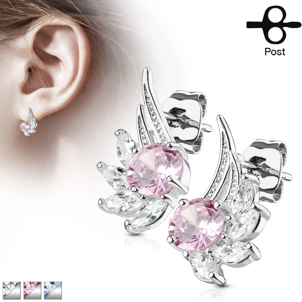 CZ ANGEL WING EARRINGS