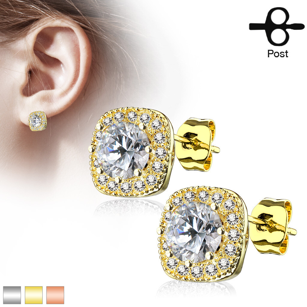 LG CZ RIM SQUARE EARRINGS