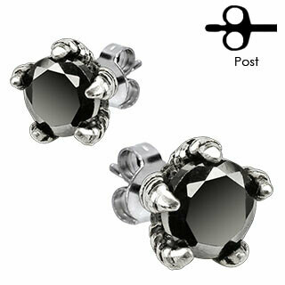DRAGON CLAW BLACK CZ EARRINGS