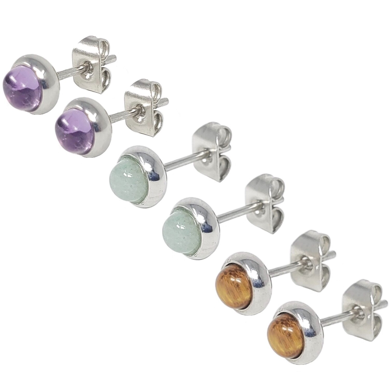 STONE BEZEL EARRINGS