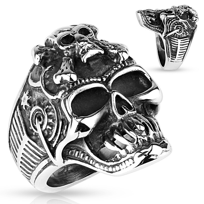 316L SKULL CROSSBONES RING