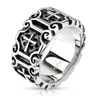 316L MEDIEVAL CROSSES RING