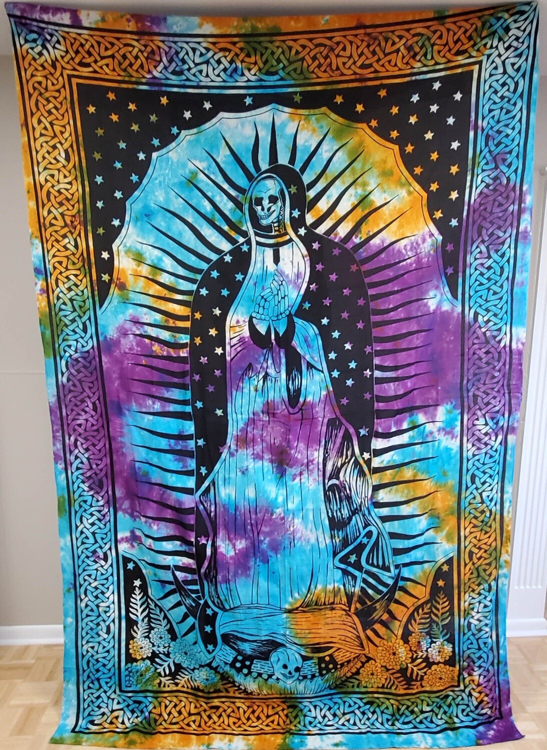TIE DYE SANTA MUERTE TAPESTRY