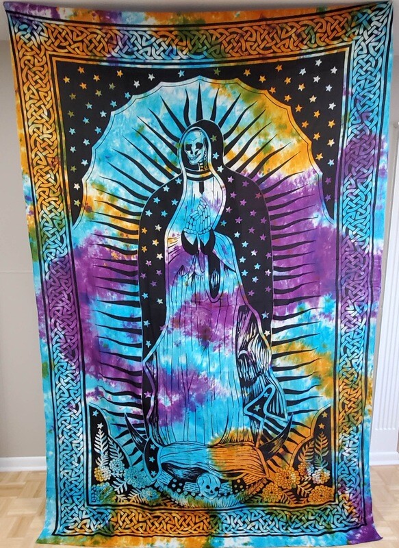 TIE DYE SANTA MUERTE TAPESTRY