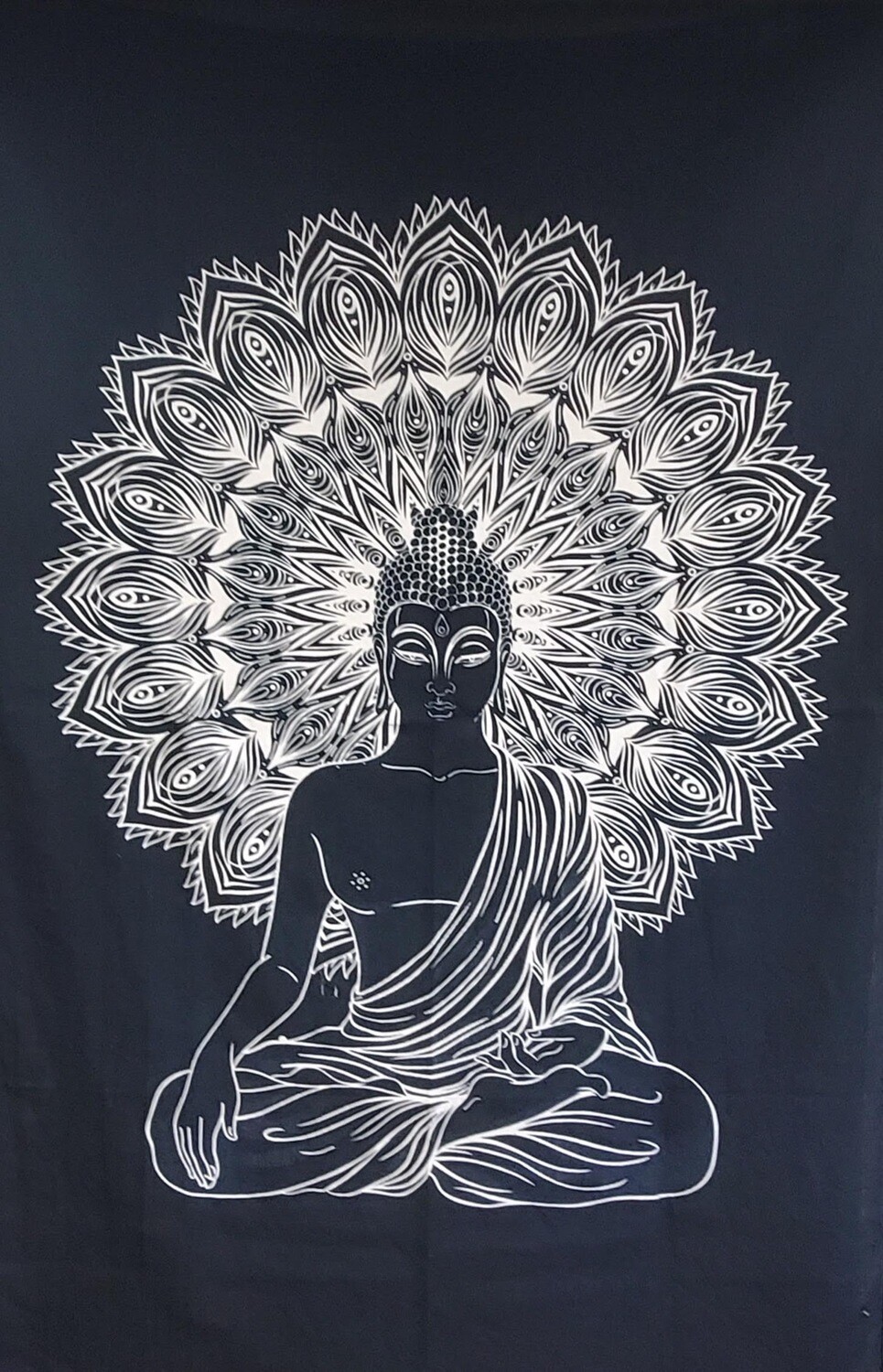 BLK/WHT BUDDHA MEDITATION TAPESTRY