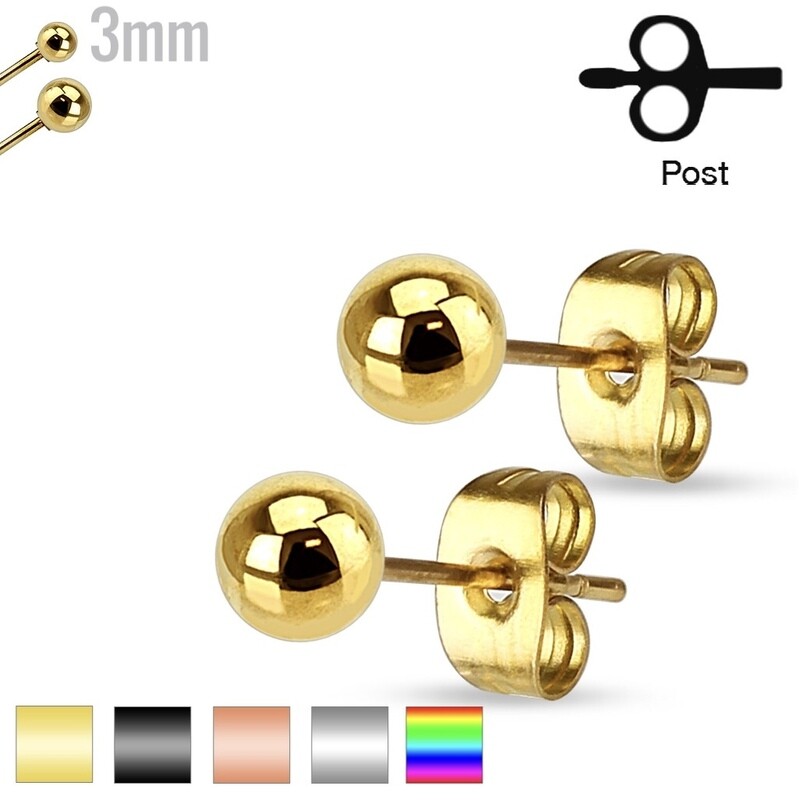 3MM BALL STUD EARRINGS
