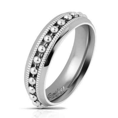 316L BEAD CHAIN SPINNER RING