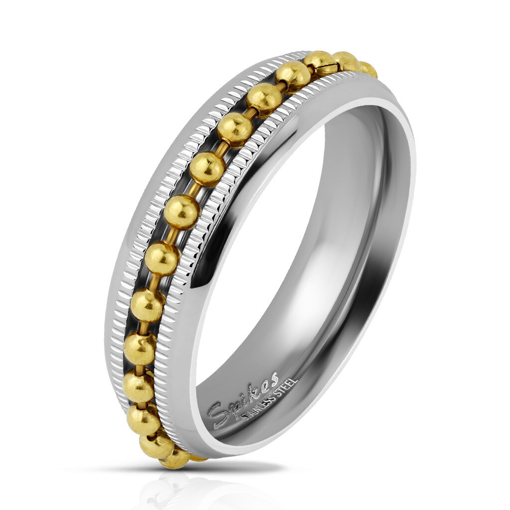 316L GOLD BEAD CHAIN SPINNER RING
